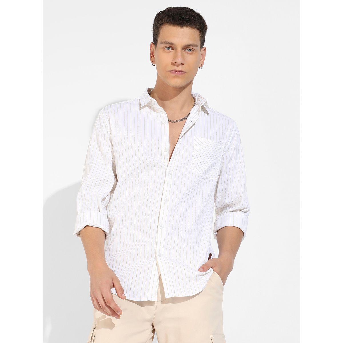 Campus Sutra X Styli  Chalk Striped Button Down Shirt-men-clothing-shirts-image-1
