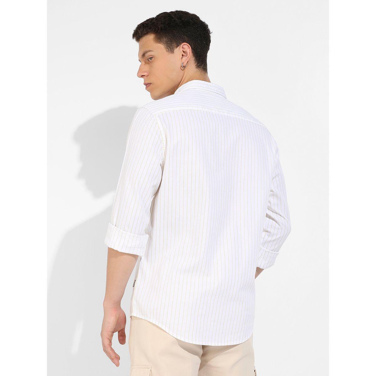 Campus Sutra X Styli  Chalk Striped Button Down Shirt-men-clothing-shirts-image-3