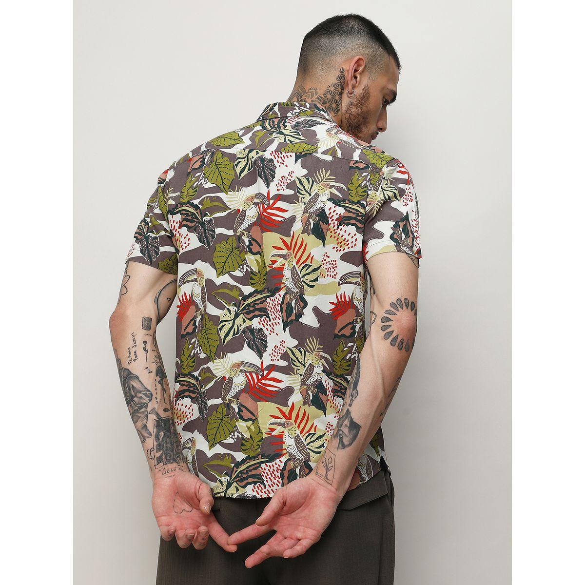 Campus Sutra X Styli  Artistic Jungle Print Casual Shirt-men-clothing-shirts-image-3