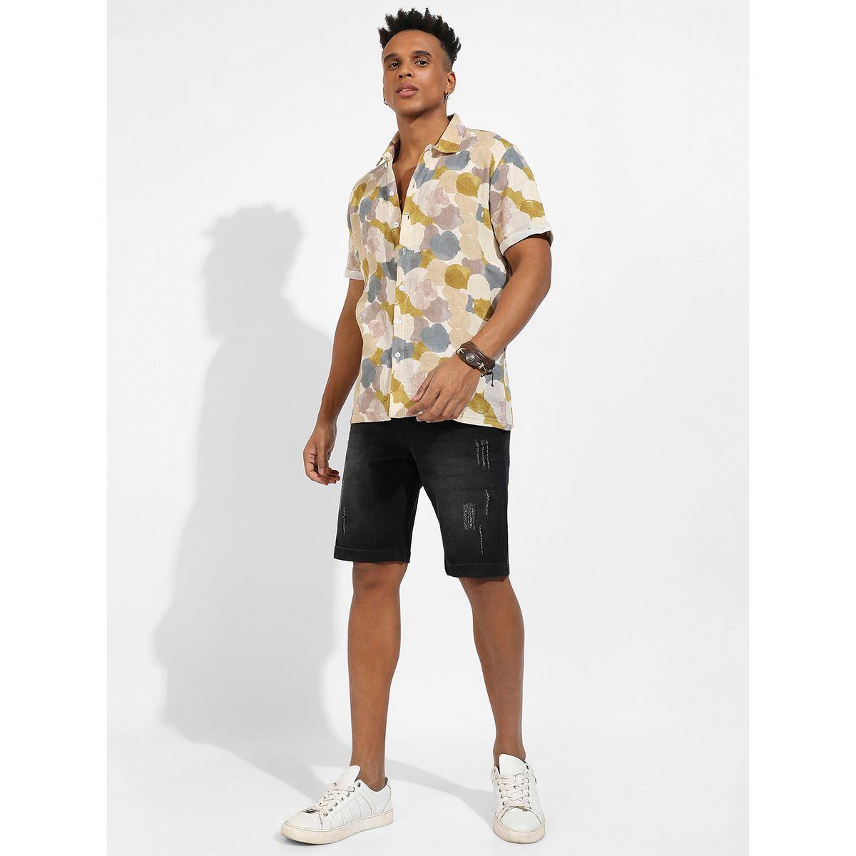 قميص بطبعة مجردة مع اكمام قصيرة كامبوس سوترا × ستايلي-men-clothing-shirts-image-4