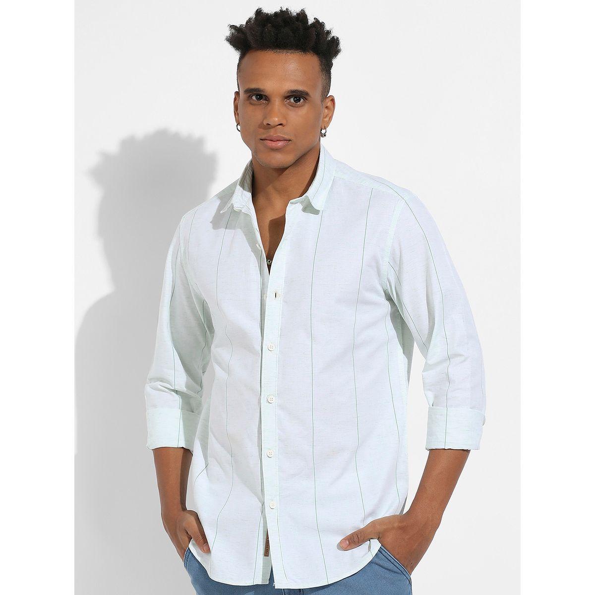 Campus Sutra X Styli  Heathered Pinstriped Casual Shirt-men-clothing-shirts-image-1