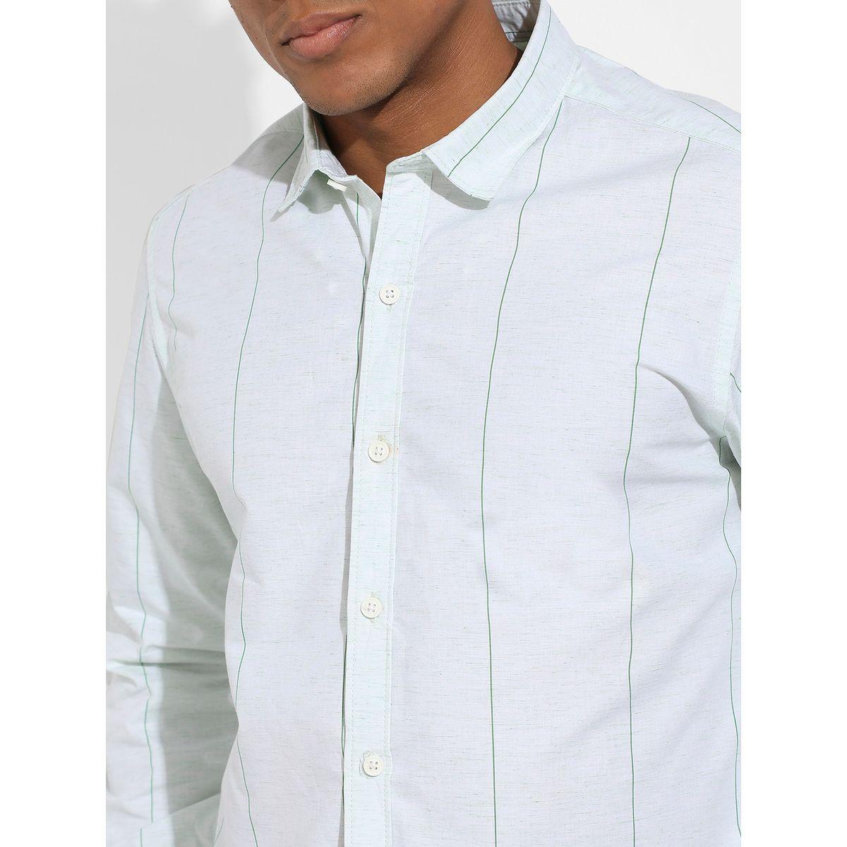 Campus Sutra X Styli  Heathered Pinstriped Casual Shirt-men-clothing-shirts-image-2