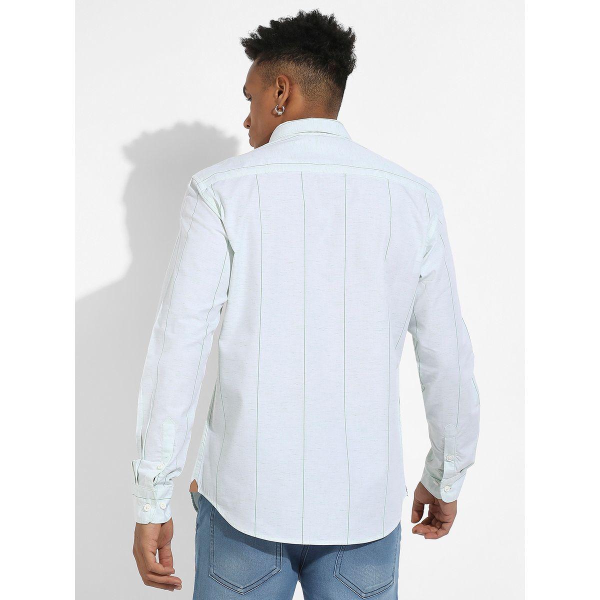 Campus Sutra X Styli  Heathered Pinstriped Casual Shirt-men-clothing-shirts-image-3