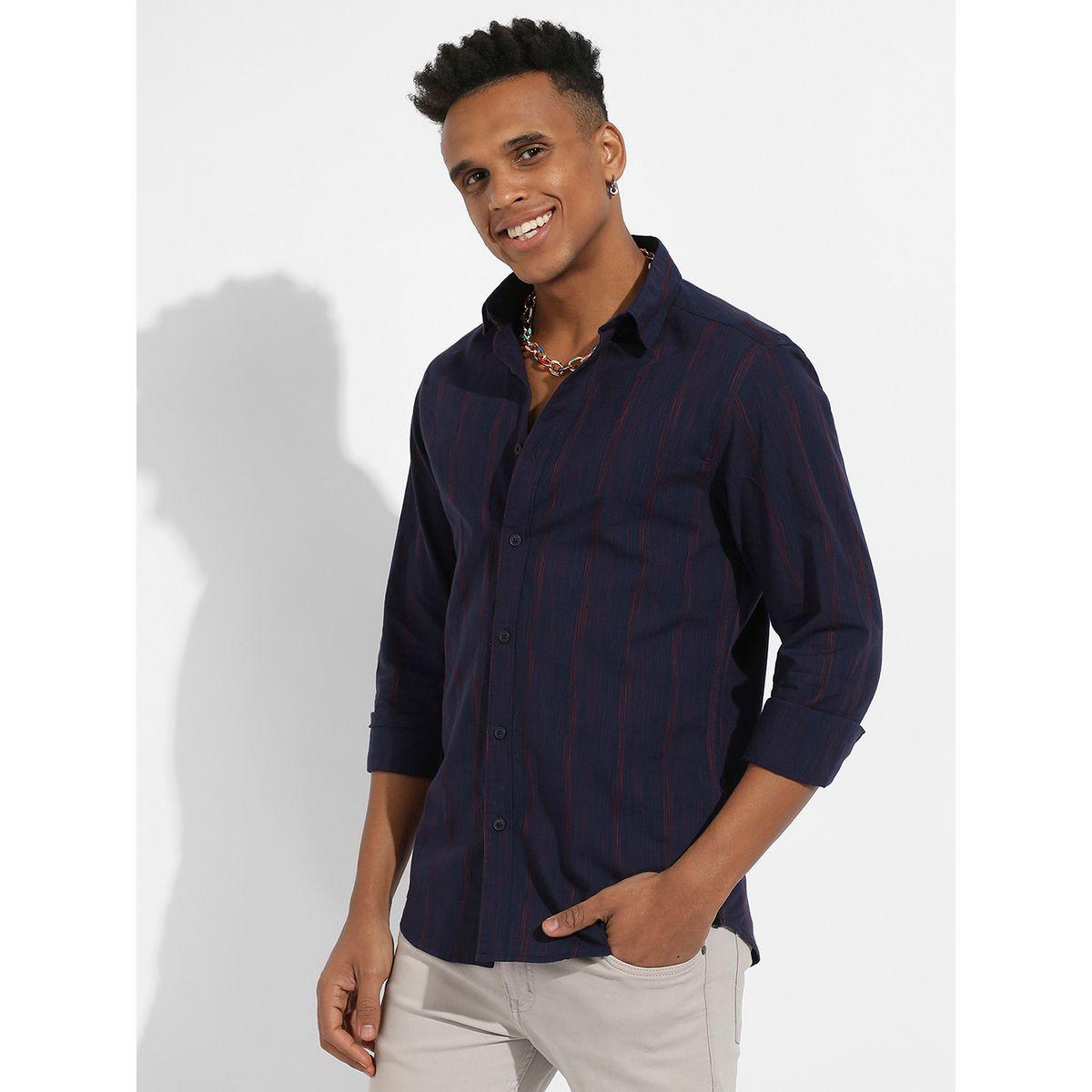 قميص مخطط كاجوال باكمام طويلة كامبوس سوترا × ستايلي-men-clothing-shirts-image-1