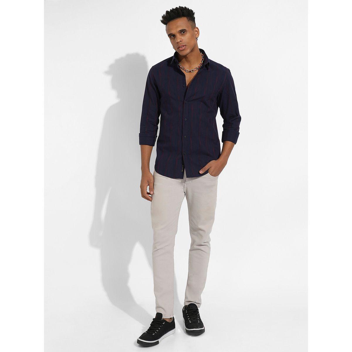 قميص مخطط كاجوال باكمام طويلة كامبوس سوترا × ستايلي-men-clothing-shirts-image-4