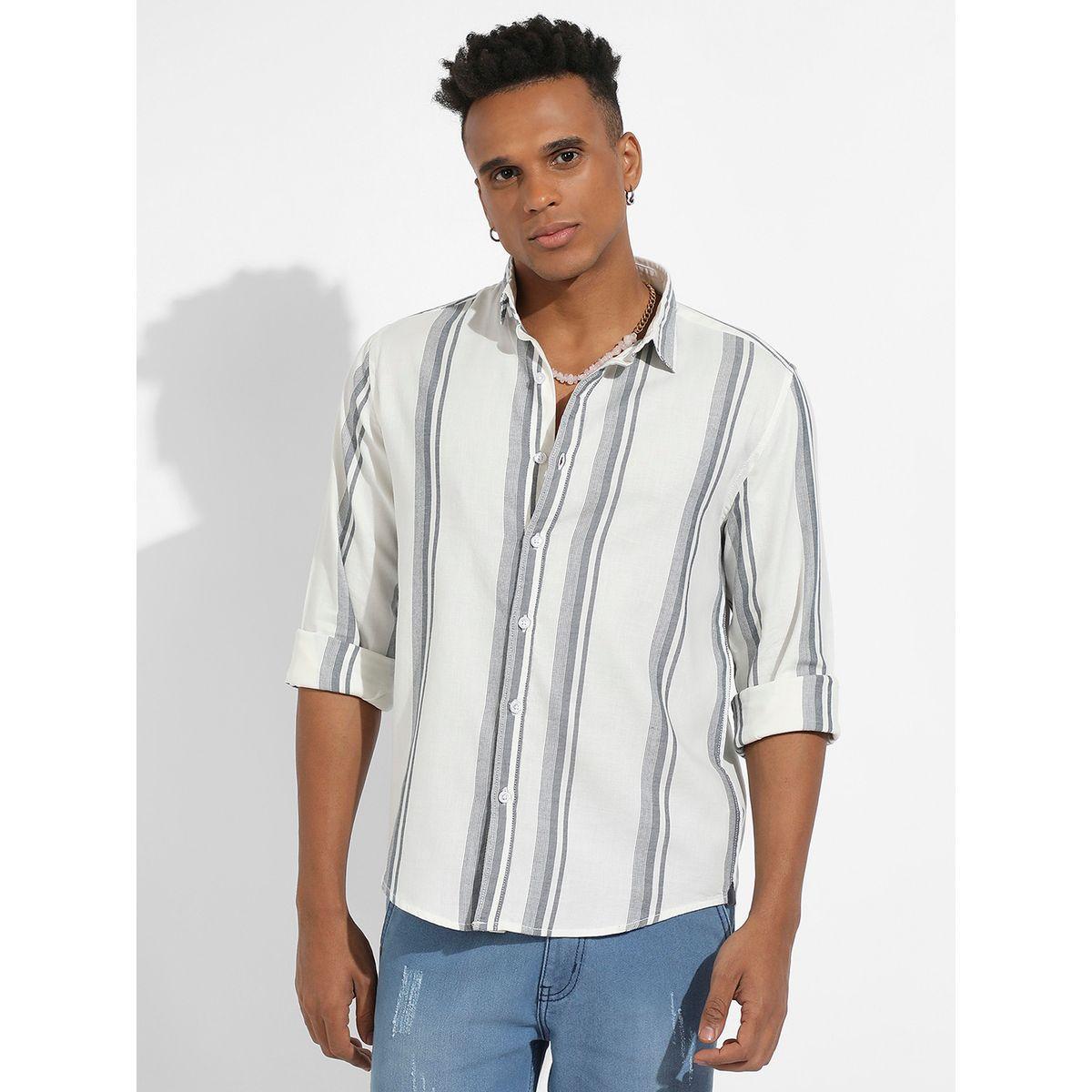 Campus Sutra X Styli  Slim Collar Striped Regular Fit Shirt-men-clothing-shirts-image-1