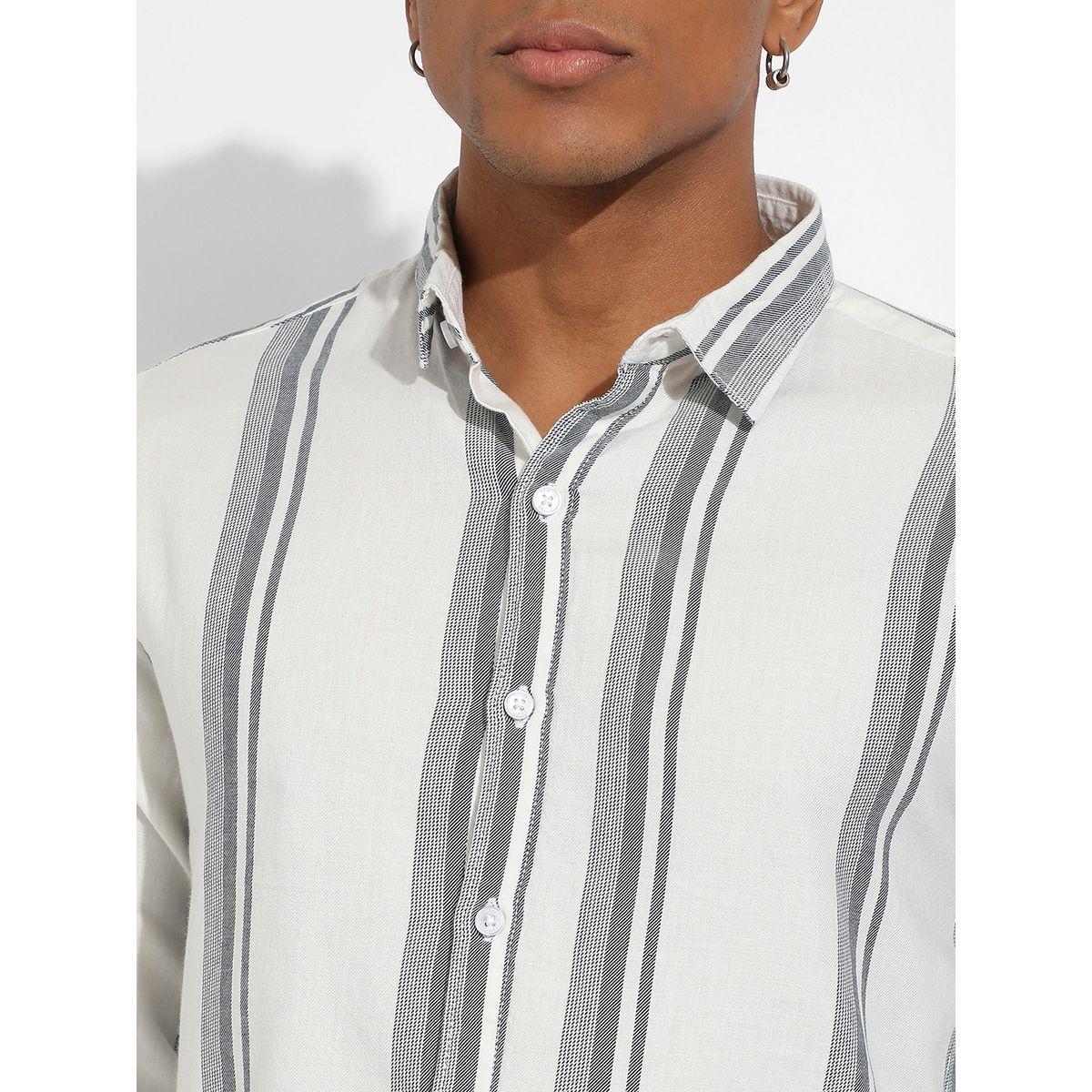 قميص مخطط بياقة رفيعة وقصة عادية كامبوس سوترا × ستايلي-men-clothing-shirts-image-2
