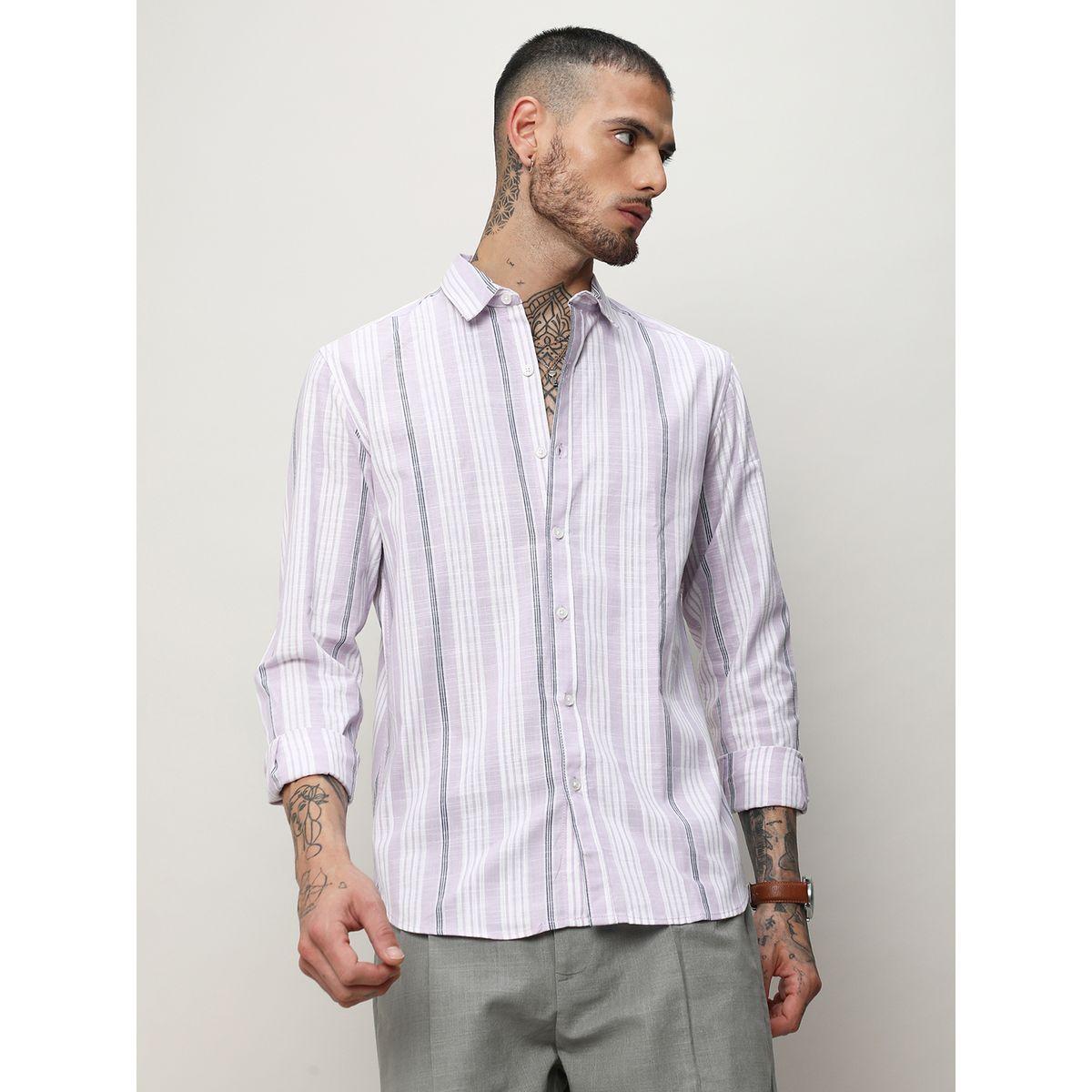 Campus Sutra X Styli  Slim Collar Striped Regular Fit Shirt-men-clothing-shirts-image-1