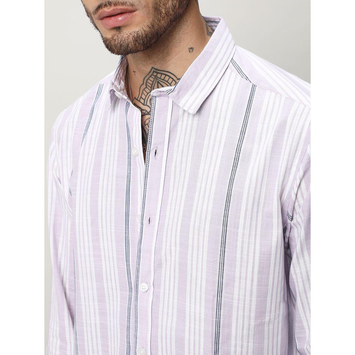 قميص مخطط بياقة رفيعة وقصة عادية كامبوس سوترا × ستايلي-men-clothing-shirts-image-2