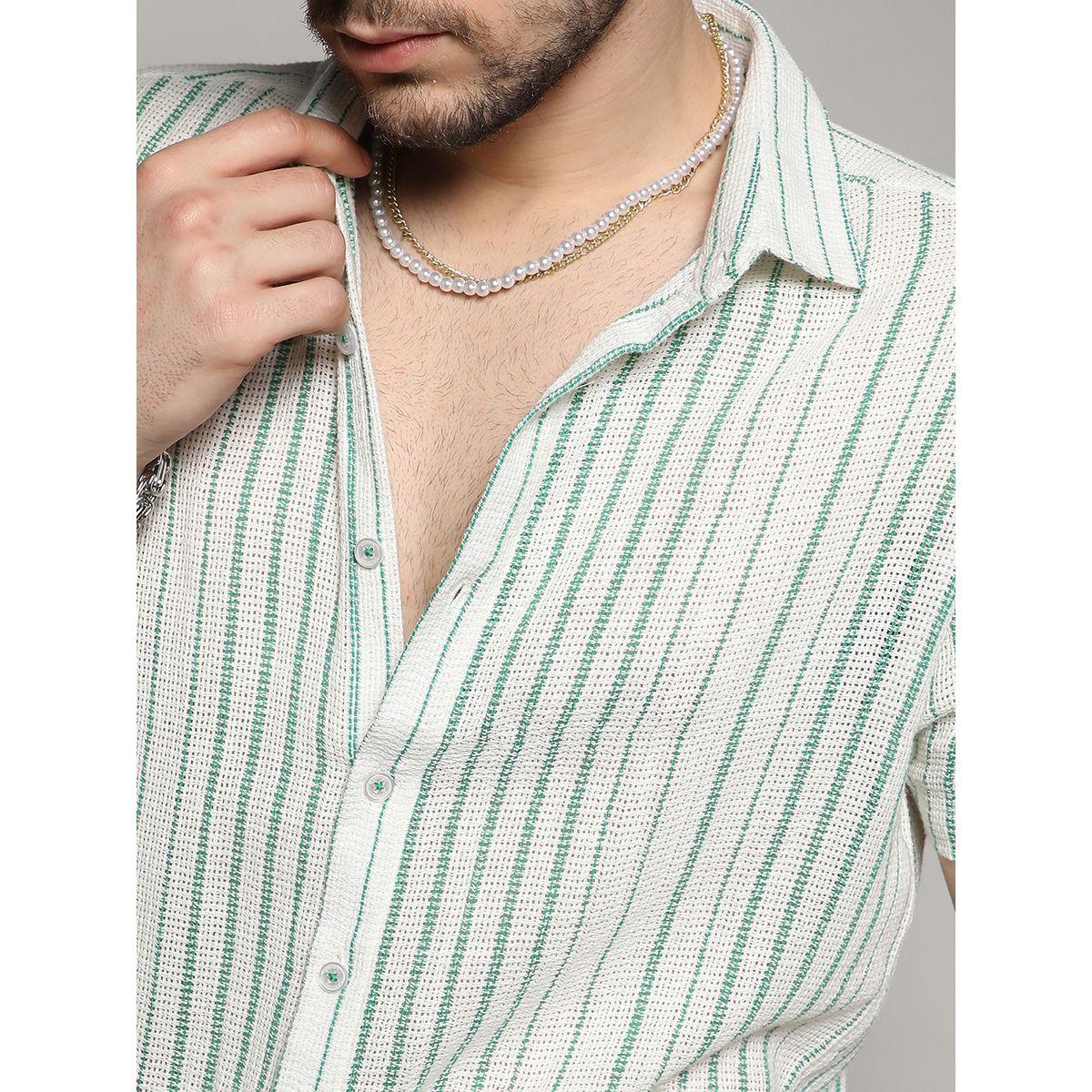 قميص مخطط منسوج مع اكمام قصيرة كامبوس سوترا × ستايلي-men-clothing-shirts-image-2