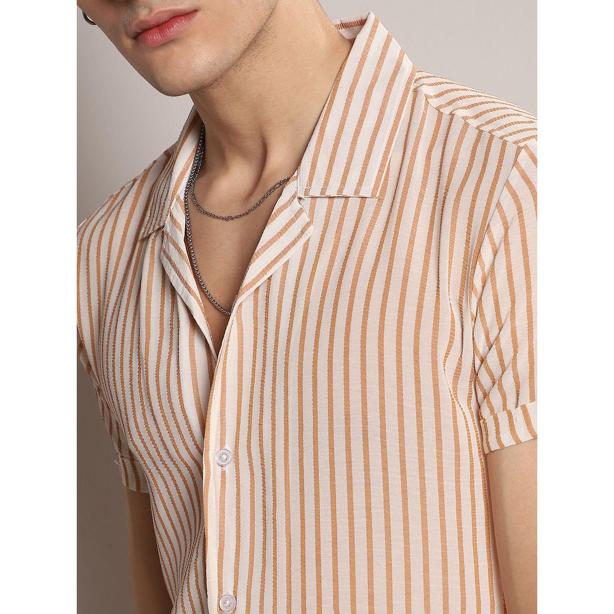 قميص مخطط منسوج مع اكمام قصيرة كامبوس سوترا × ستايلي-men-clothing-shirts-image-2