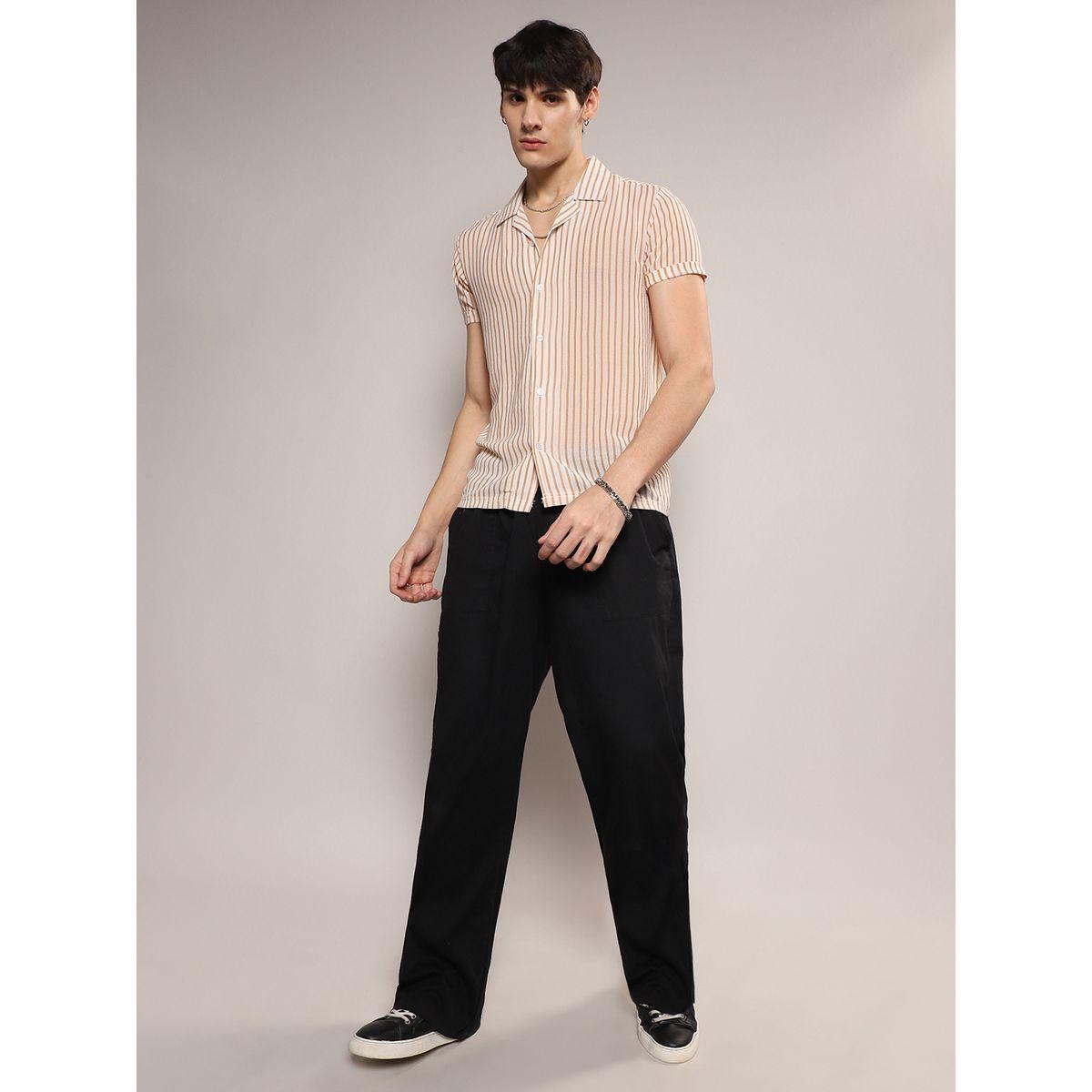 قميص مخطط منسوج مع اكمام قصيرة كامبوس سوترا × ستايلي-men-clothing-shirts-image-4