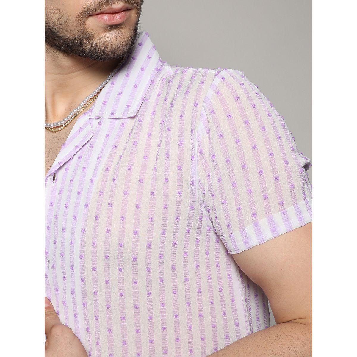 قميص كاجوال بتفاصيل دوبي مع ازرار غلق كامبوس سوترا × ستايلي-men-clothing-shirts-image-2