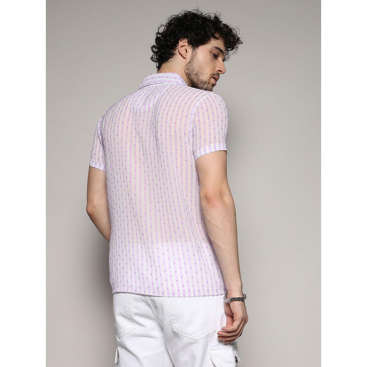 قميص كاجوال بتفاصيل دوبي مع ازرار غلق كامبوس سوترا × ستايلي-men-clothing-shirts-image-3