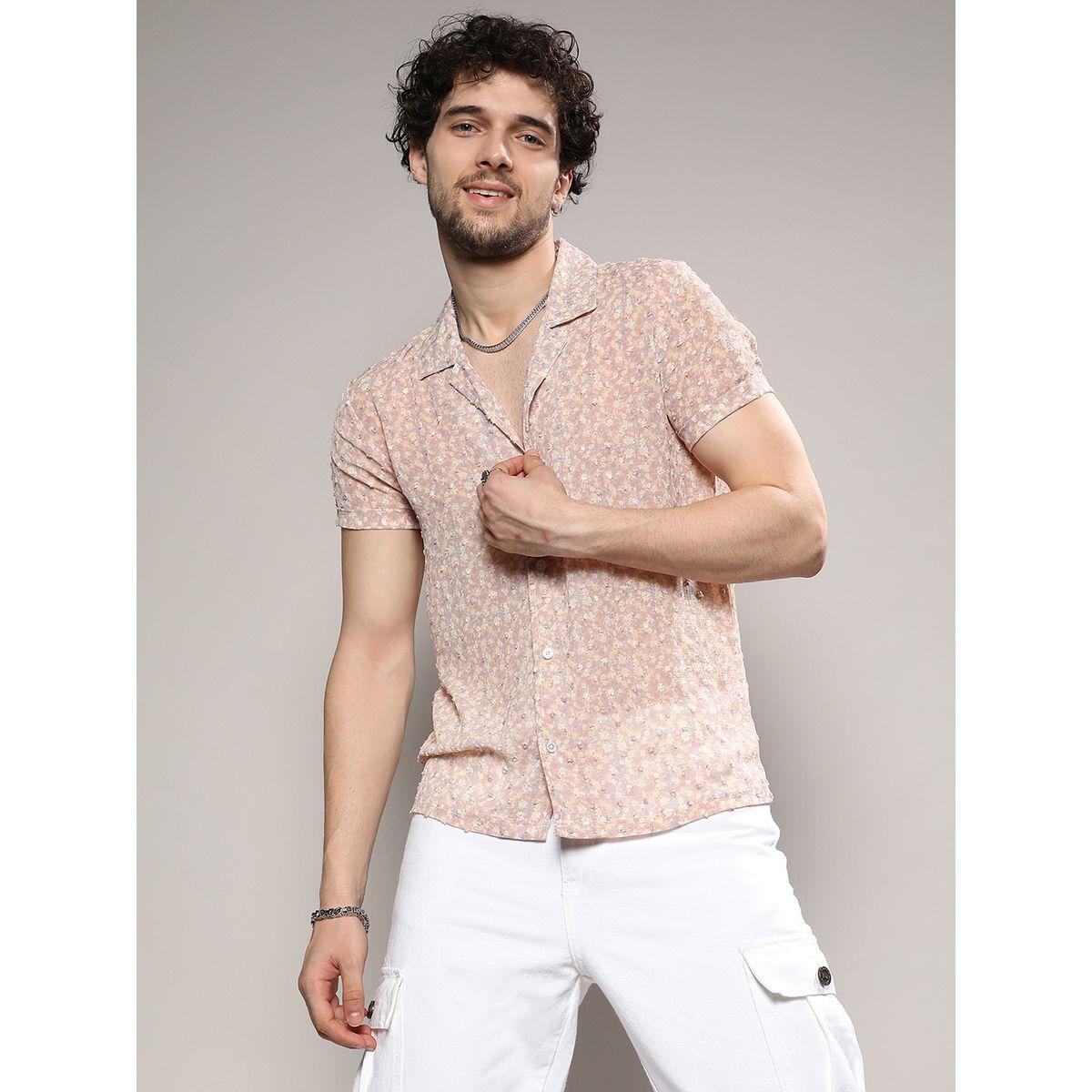 Campus Sutra X Styli  Dobby Floral Print Casual Shirt-men-clothing-shirts-image-1