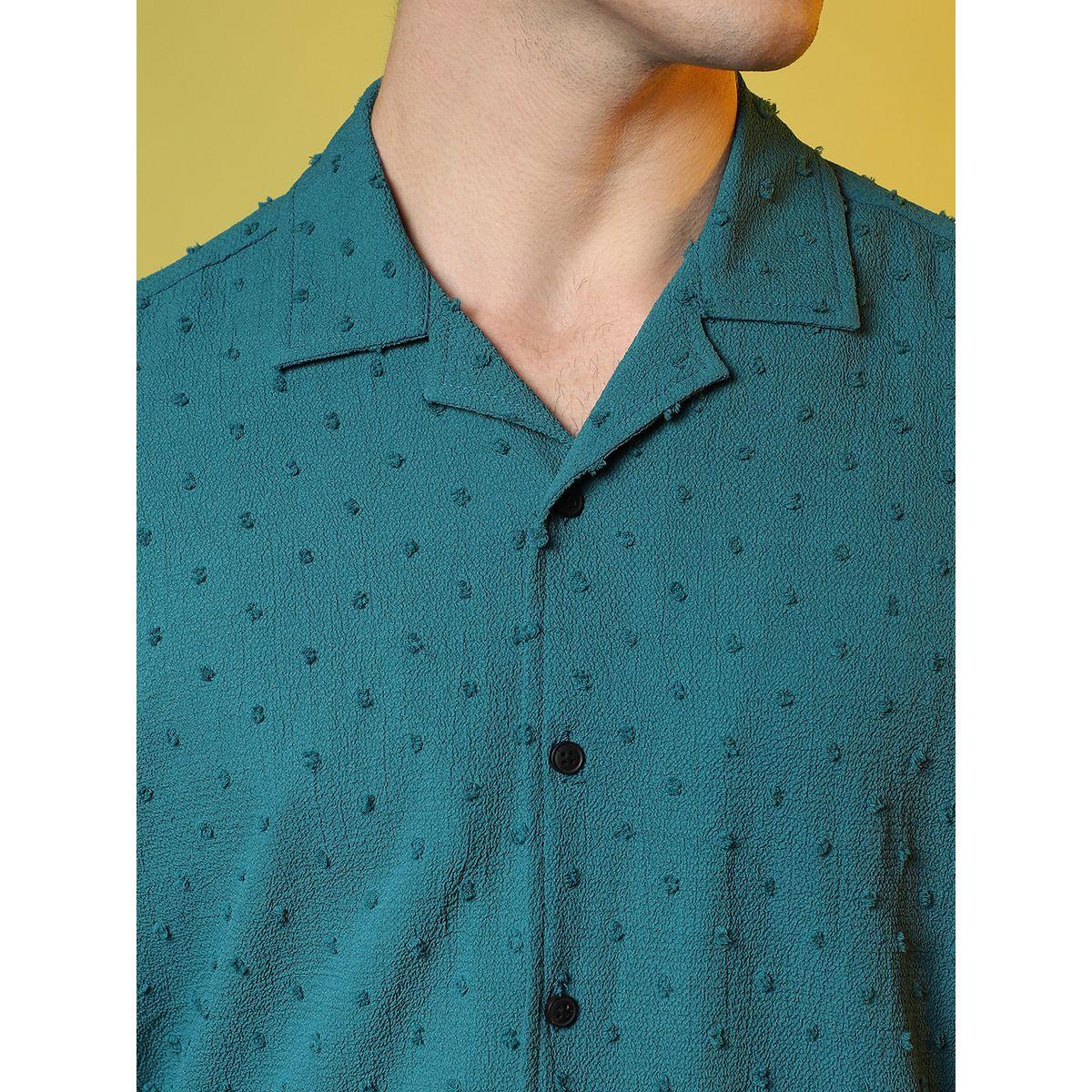 Campus Sutra X Styli  Dobby Regular Fit Shirt with Button Placket-men-clothing-shirts-image-2