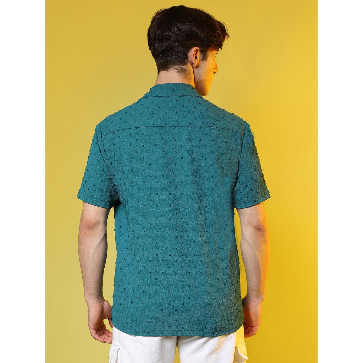 Campus Sutra X Styli  Dobby Regular Fit Shirt with Button Placket-men-clothing-shirts-image-4