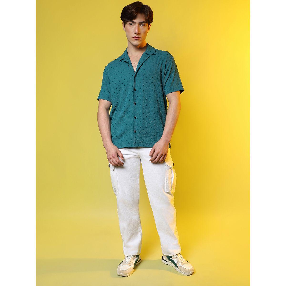 Campus Sutra X Styli  Dobby Regular Fit Shirt with Button Placket-men-clothing-shirts-image-5