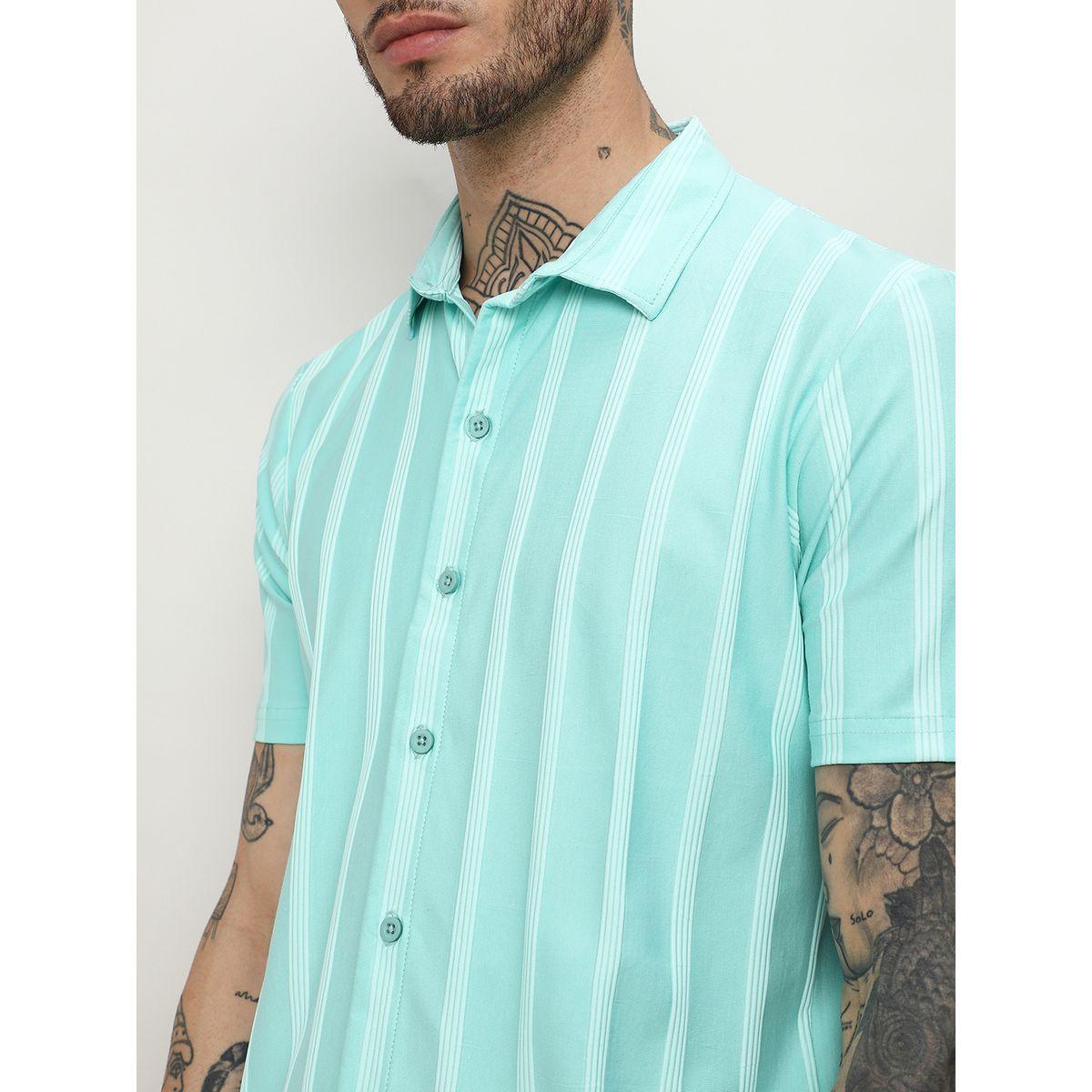 قميص مخطط بقصة عادية واكمام قصيرة كامبوس سوترا × ستايلي-men-clothing-shirts-image-2