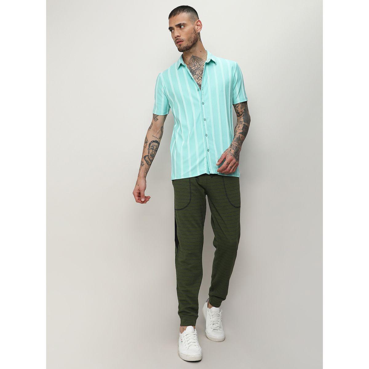 قميص مخطط بقصة عادية واكمام قصيرة كامبوس سوترا × ستايلي-men-clothing-shirts-image-4