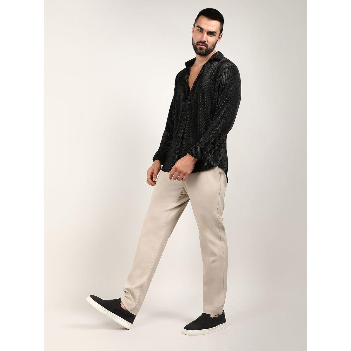 قميص بقصة عادية وتفاصيل بارزة الملمس كامبوس سوترا × ستايلي-men-clothing-shirts-image-4