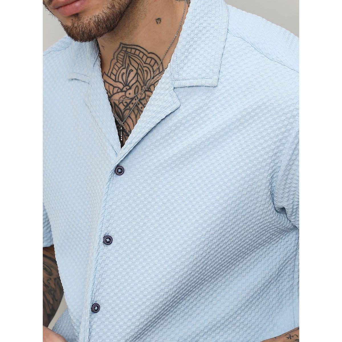 قميص بقصة عادية وتفاصيل بارزة الملمس كامبوس سوترا × ستايلي-men-clothing-shirts-image-2