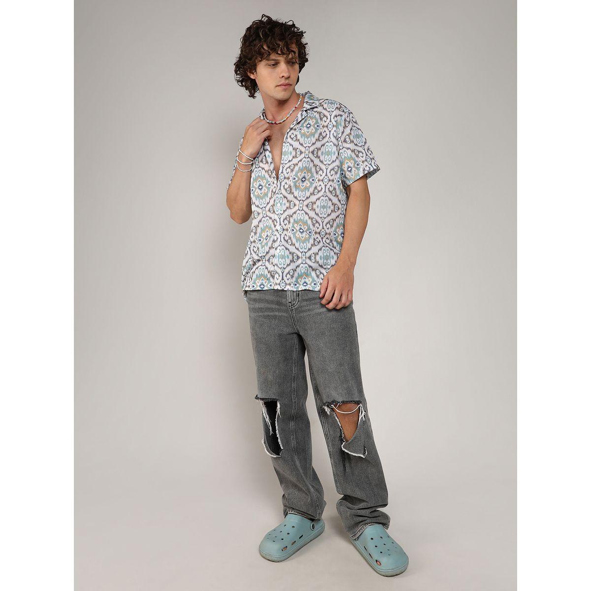 Campus Sutra X Styli  Ikat Print Shirt with Buttons-men-clothing-shirts-image-4