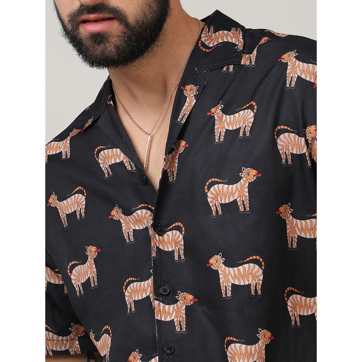 Campus Sutra X Styli  Tiger Print Casual Shirt with Buttons-men-clothing-shirts-image-2