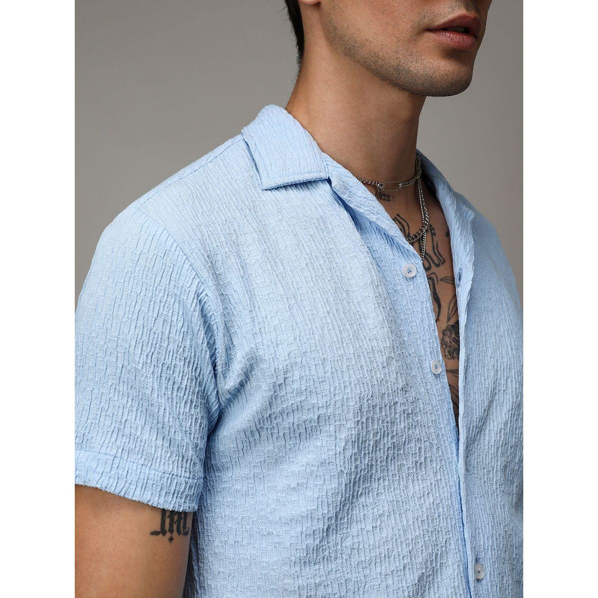 Campus Sutra X Styli  Solid Crease Textured Shirt-men-clothing-shirts-image-2