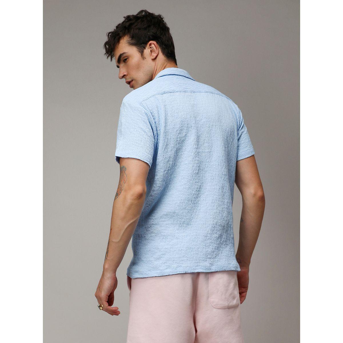 Campus Sutra X Styli  Solid Crease Textured Shirt-men-clothing-shirts-image-3
