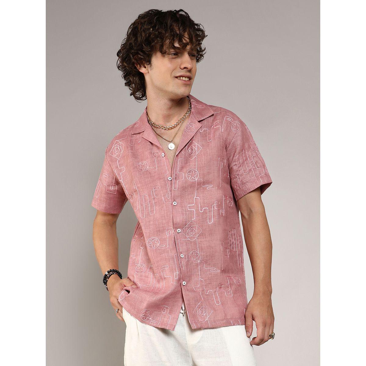 Campus Sutra X Styli  Embroidery Pattern Regular Shirt with Buttons-men-clothing-shirts-image-1