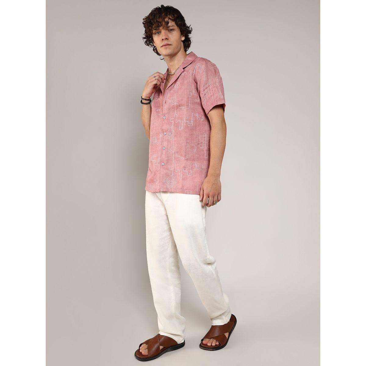 Campus Sutra X Styli  Embroidery Pattern Regular Shirt with Buttons-men-clothing-shirts-image-4