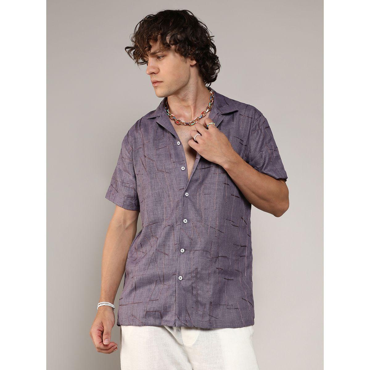 Campus Sutra X Styli  Embroidery Pattern Regular Shirt with Buttons-men-clothing-shirts-image-1