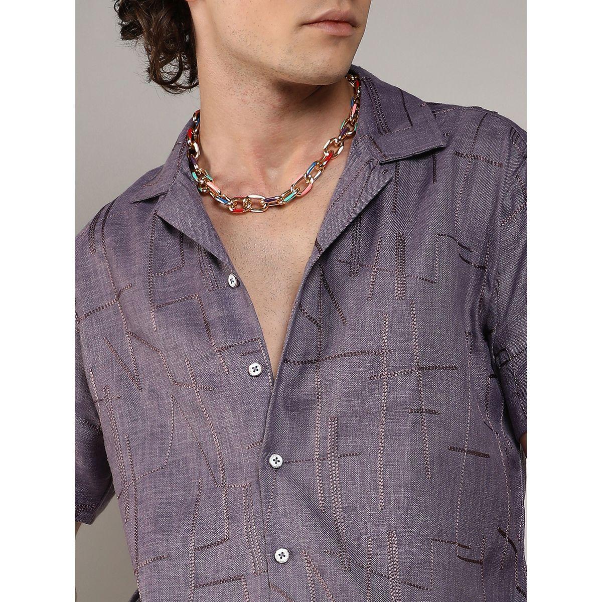 Campus Sutra X Styli  Embroidery Pattern Regular Shirt with Buttons-men-clothing-shirts-image-2