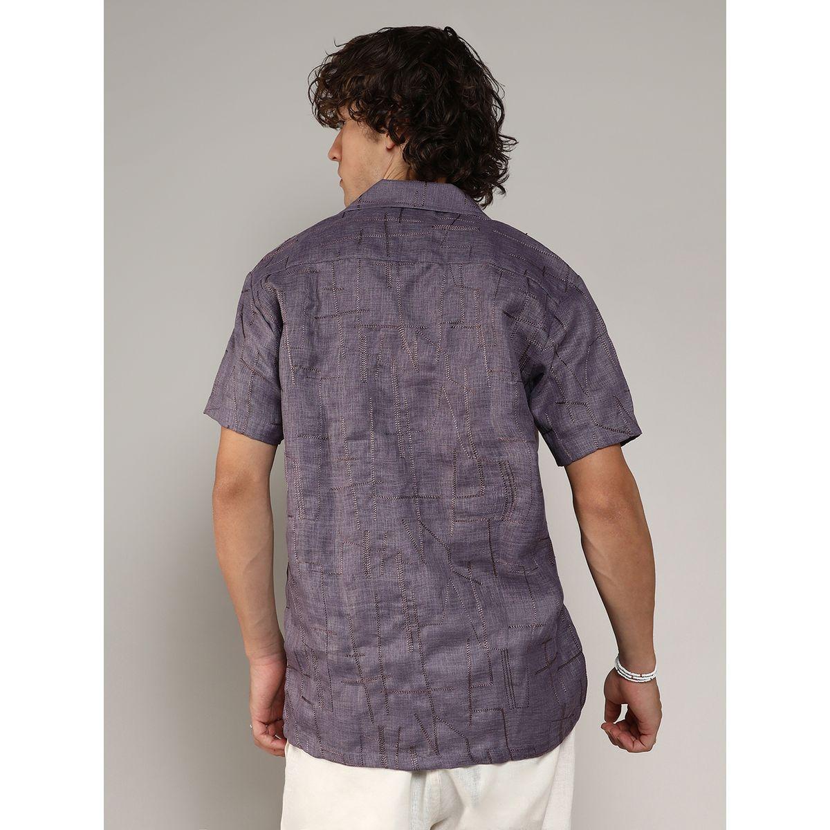 Campus Sutra X Styli  Embroidery Pattern Regular Shirt with Buttons-men-clothing-shirts-image-3
