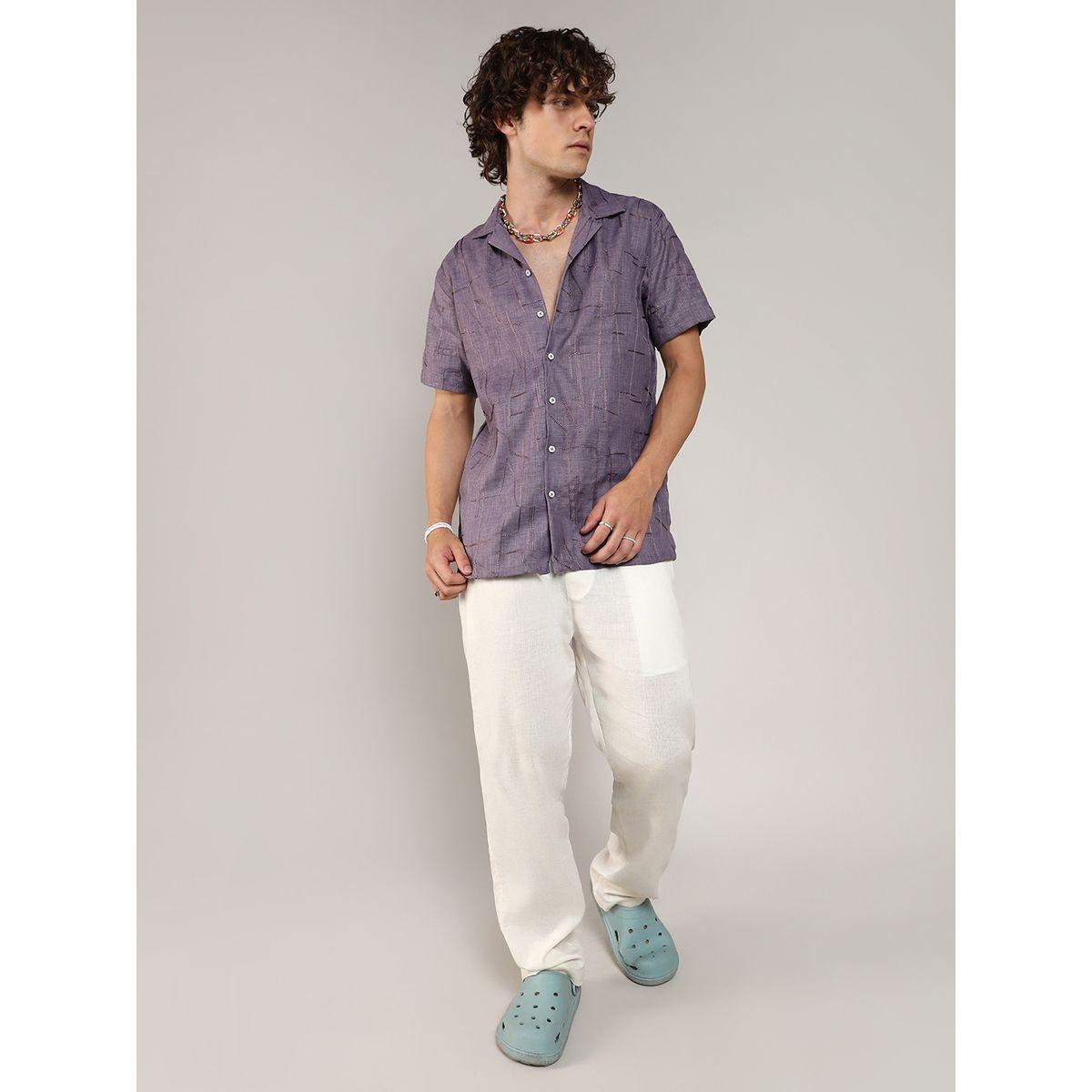 Campus Sutra X Styli  Embroidery Pattern Regular Shirt with Buttons-men-clothing-shirts-image-4