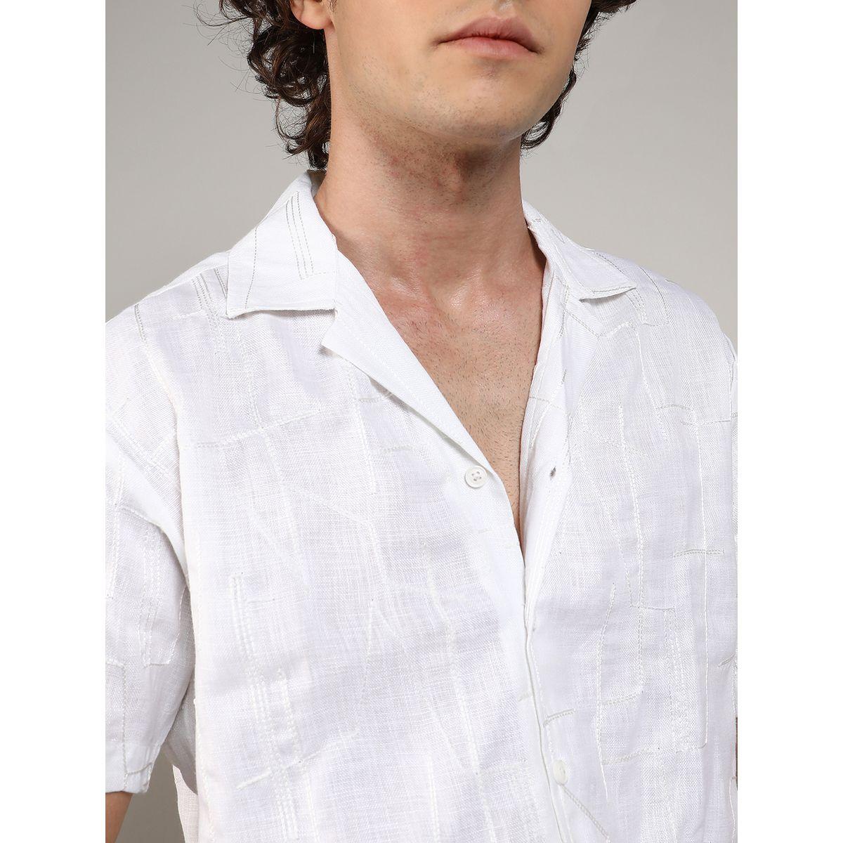 Campus Sutra X Styli  Embroidery Pattern Regular Shirt with Buttons-men-clothing-shirts-image-2