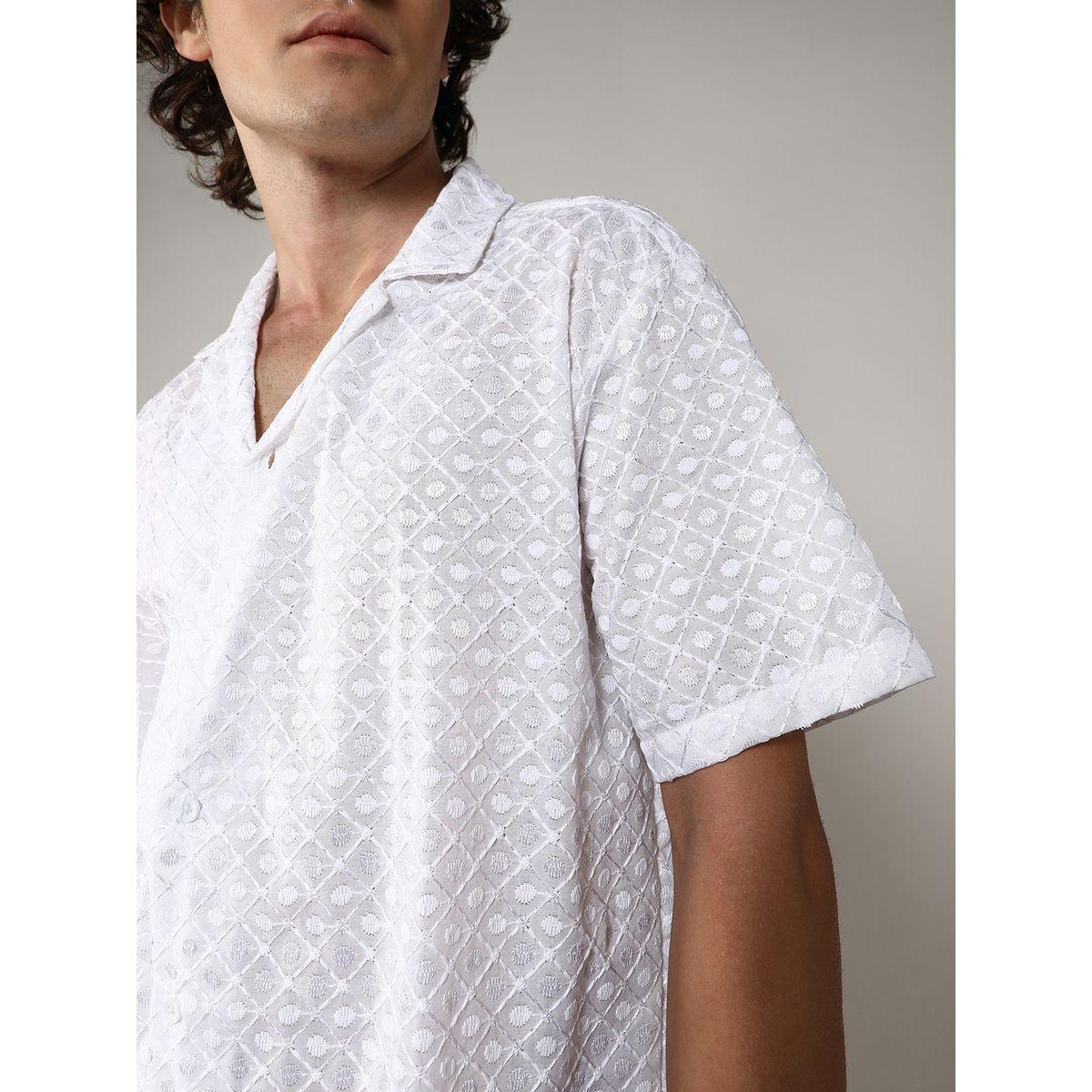 Campus Sutra X Styli  Embroidery Pattern Regular Shirt with Buttons-men-clothing-shirts-image-2