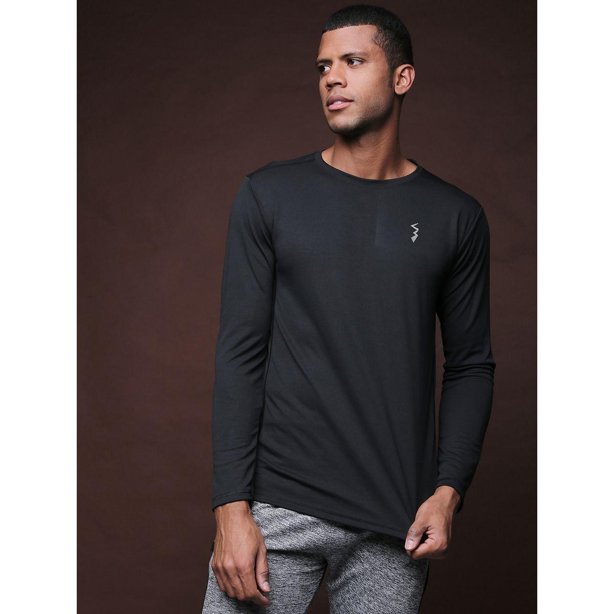 Campus Sutra X Styli  Solid Logo Detail Activewear T-Shirt with Long Sleeve-men-clothing-sportswearandactivewear-tshirtsandpolos-image-1