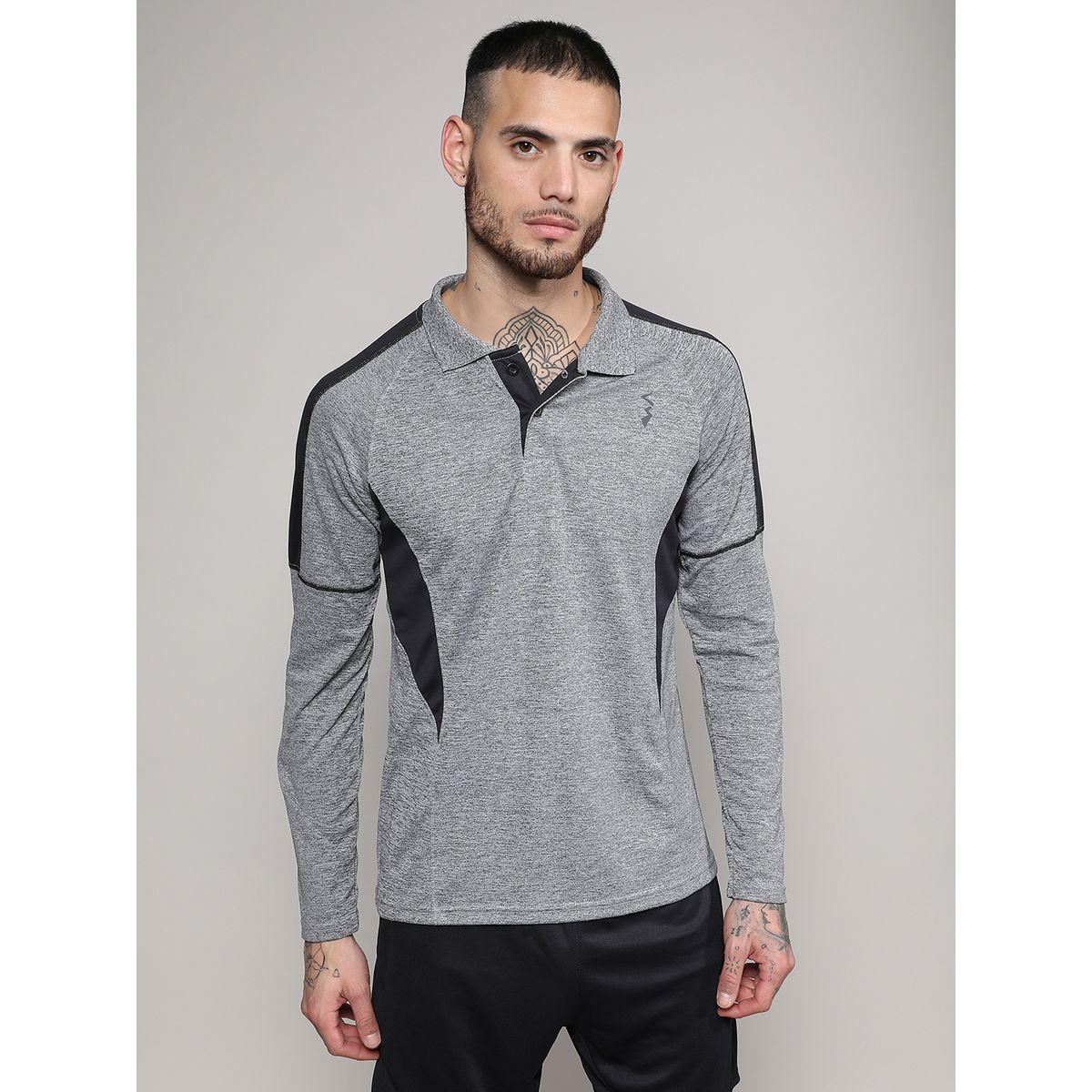 Campus Sutra X Styli  Heathered Contrast Logo Detail T-Shirt-men-clothing-sportswearandactivewear-tshirtsandpolos-image-1