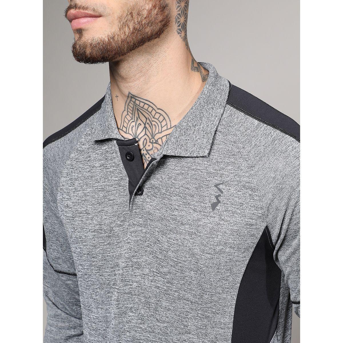 Campus Sutra X Styli  Heathered Contrast Logo Detail T-Shirt-men-clothing-sportswearandactivewear-tshirtsandpolos-image-2