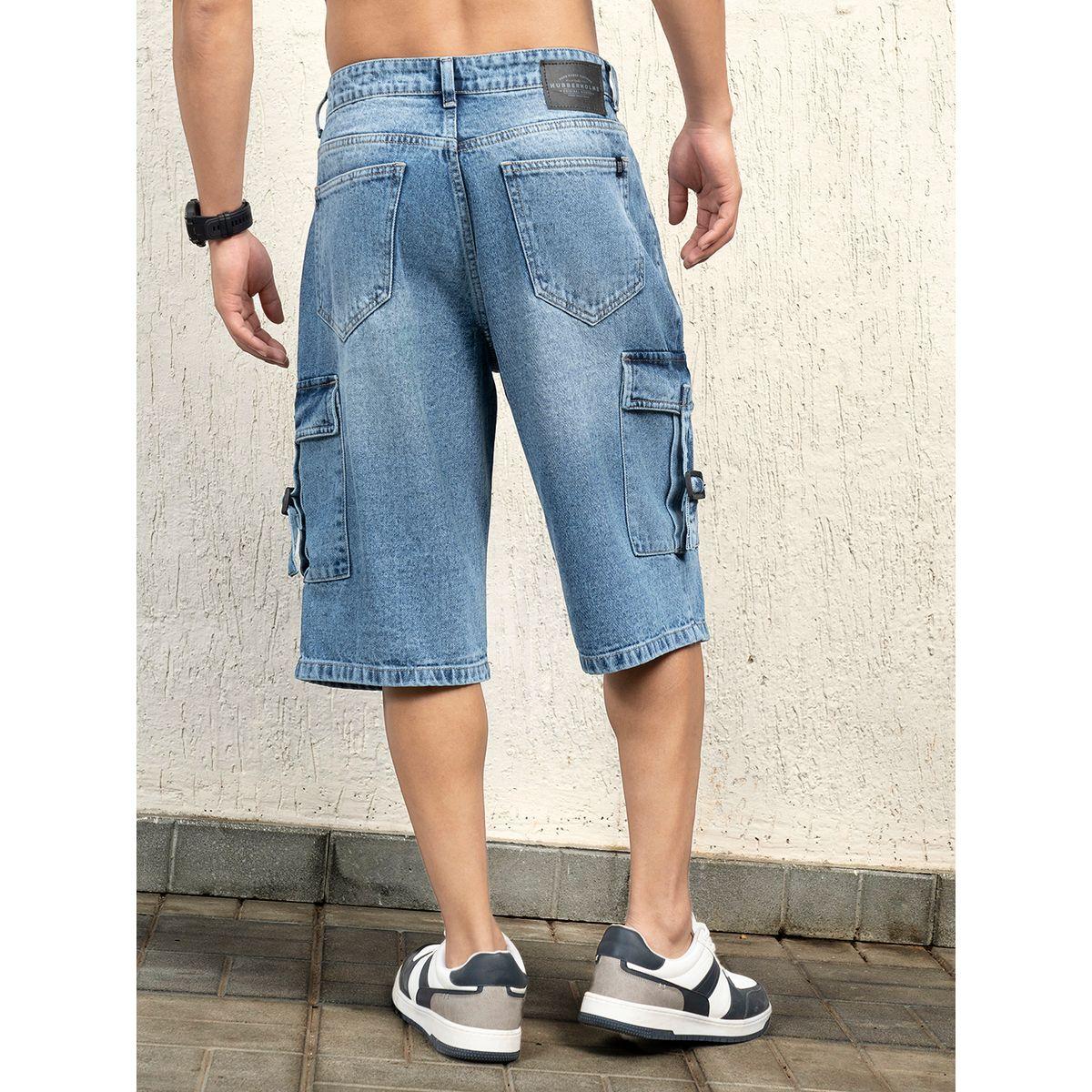 Hubberholme X Styli  Mid Rise Cargo Denim Shorts-men-clothing-bottoms-shorts-image-2