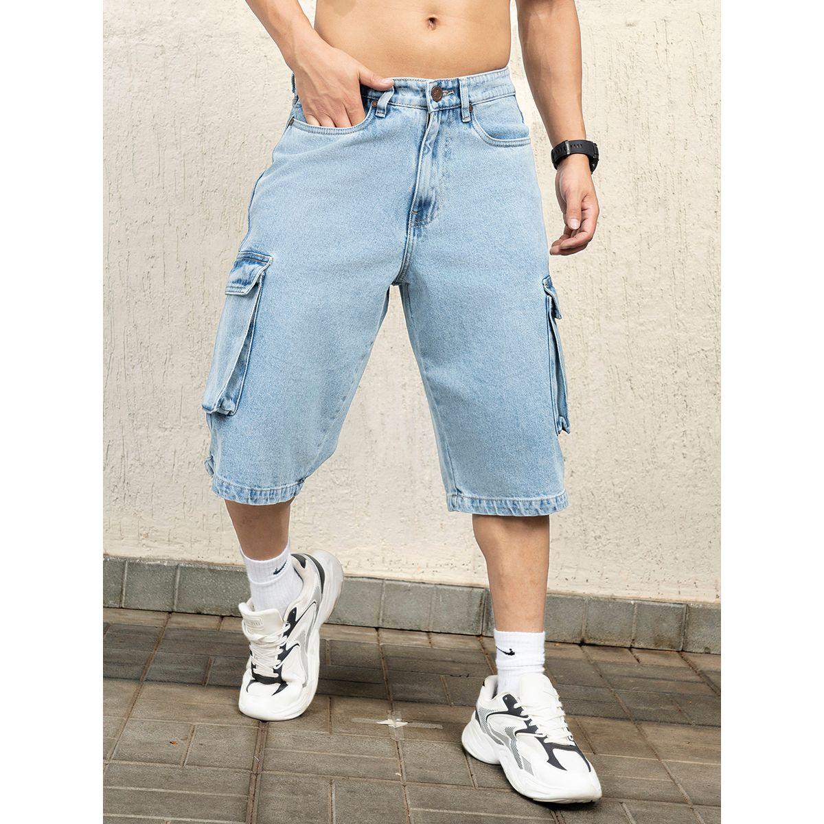 Hubberholme X Styli  Mid Rise Relaxed Fit Cargo Denim Shorts-men-clothing-bottoms-shorts-image-1