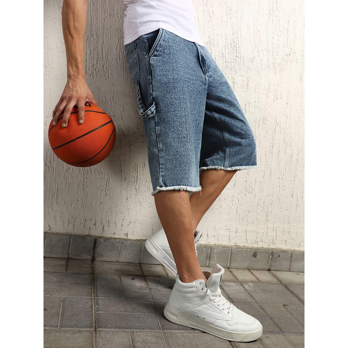 Hubberholme X Styli  Raw Edge Mid Rise Faded Denim Shorts-men-clothing-bottoms-shorts-image-1