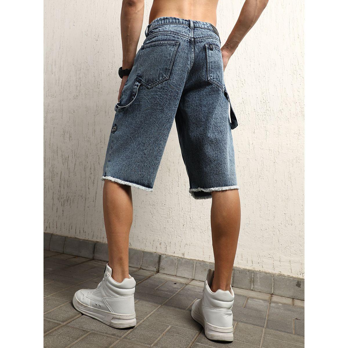 Hubberholme X Styli  Raw Edge Mid Rise Faded Denim Shorts-men-clothing-bottoms-shorts-image-2