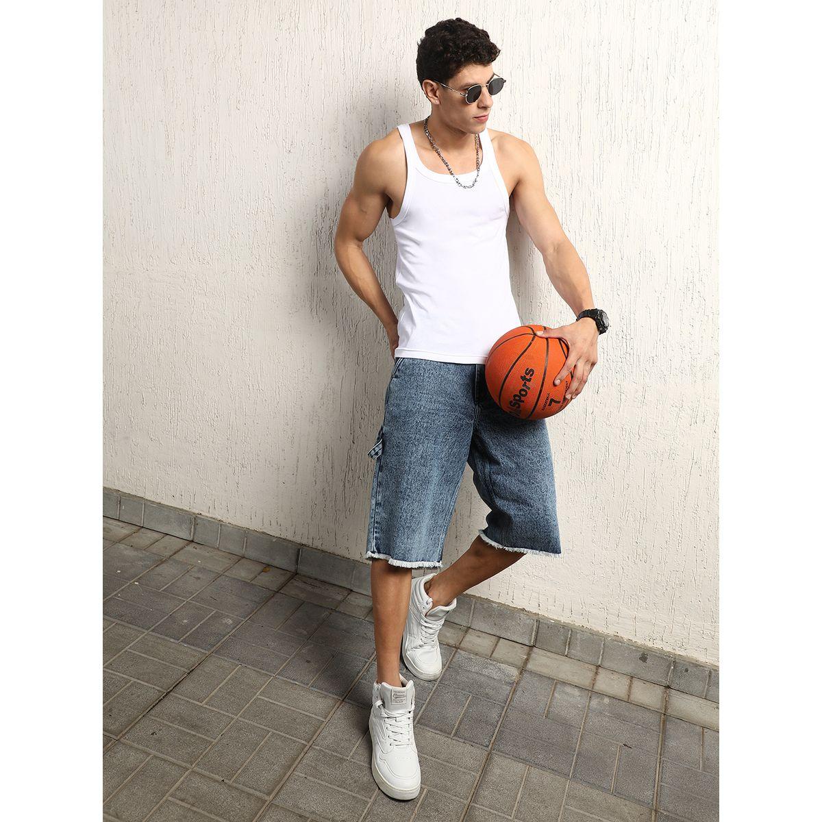 Hubberholme X Styli  Raw Edge Mid Rise Faded Denim Shorts-men-clothing-bottoms-shorts-image-4