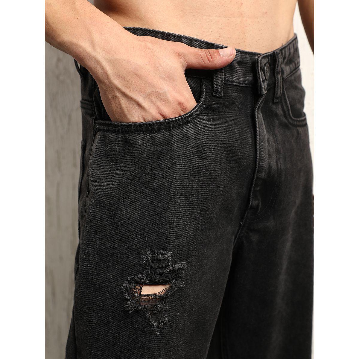 جينز بقصة مريحة وخصر متوسط مع تفاصيل ممزقة هابر هولم × ستايلي-men-clothing-bottoms-jeans-image-3