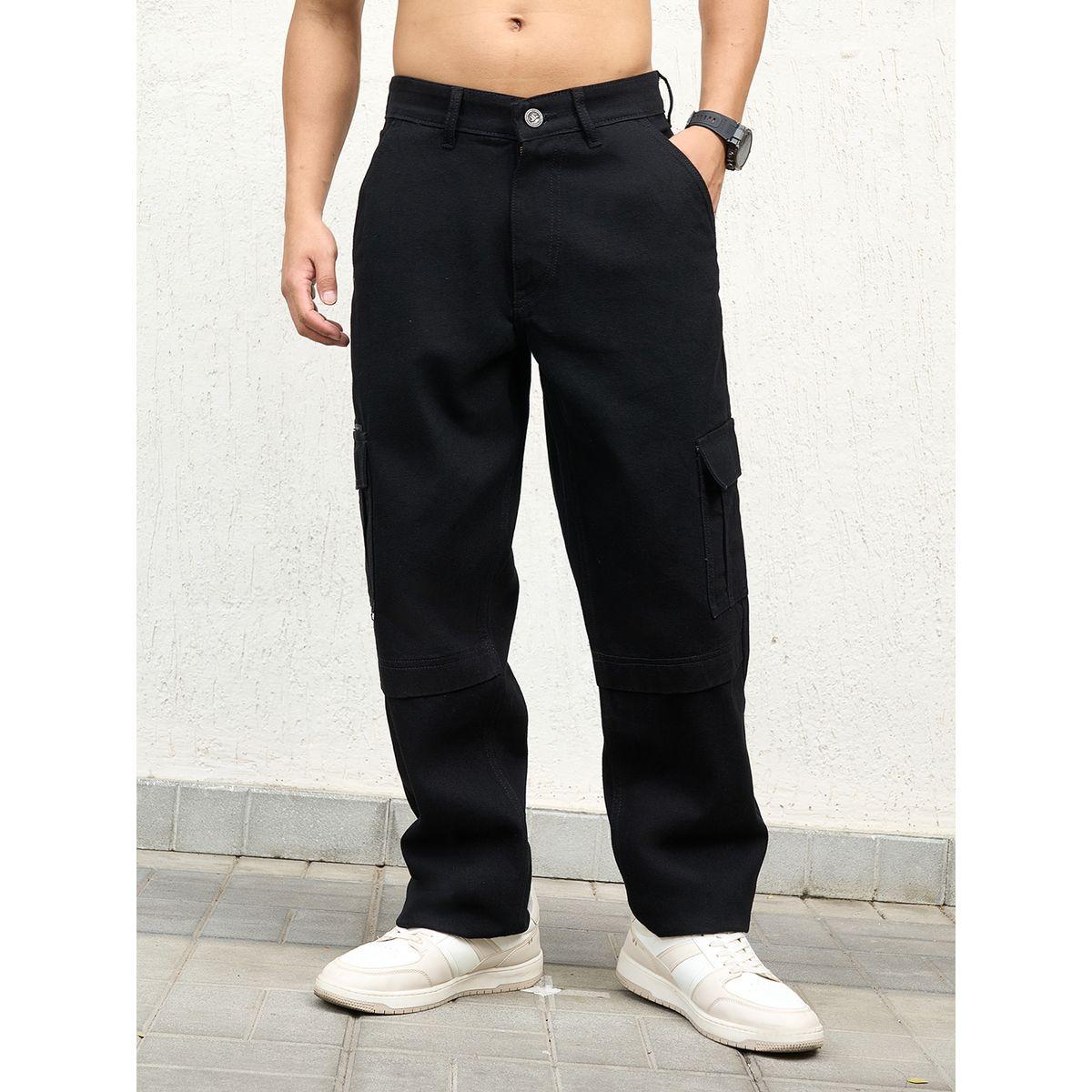 جينز كارجو سادة بقصة مستقيمة وخصر متوسط هابر هولم × ستايلي-men-clothing-bottoms-jeans-image-1