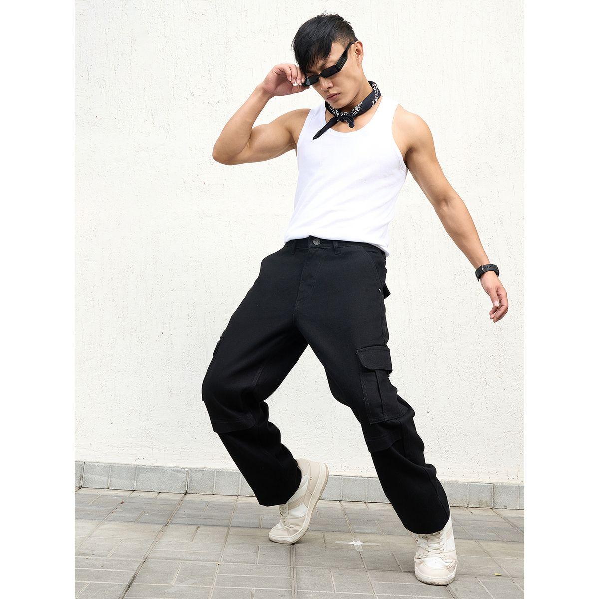 Hubberholme X Styli  Mid Rise Straight Fit Solid Cargo Jeans-men-clothing-bottoms-jeans-image-4
