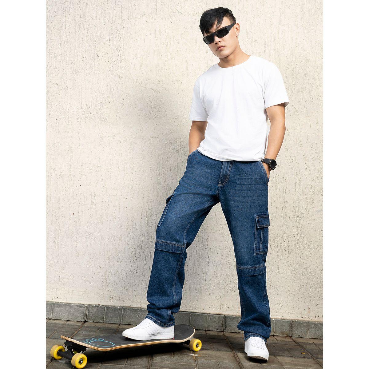 Hubberholme X Styli  Mid Rise Relaxed Fit Cargo Jeans-men-clothing-bottoms-jeans-image-4